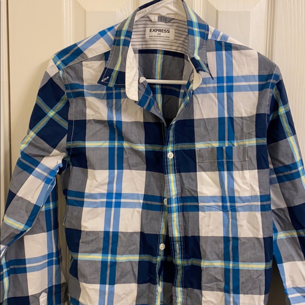express man plaid shirt size S long sleeves